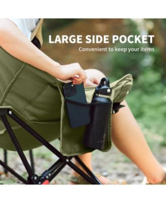 Seastar Padded Camping Chair, Oversized 2-Position Adjustable Folding Chair, Portable Camp Chair with Side Pocket & Carry Bag
