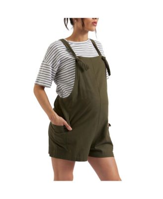 Maternity Olive Terry Linen Playsuit - Comfortable & Stylish Summer Outfit