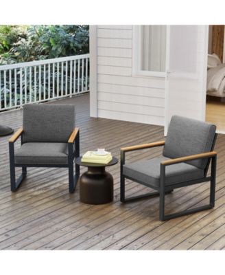 Patio Aluminum Sofa Modern Armchairs Set of 2 for Balcony