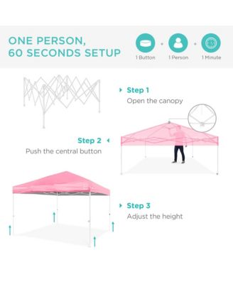 10x10ft Easy Setup Pop Up Canopy w/ 1-Button Setup, Wheeled Case, 4 Weight Bags