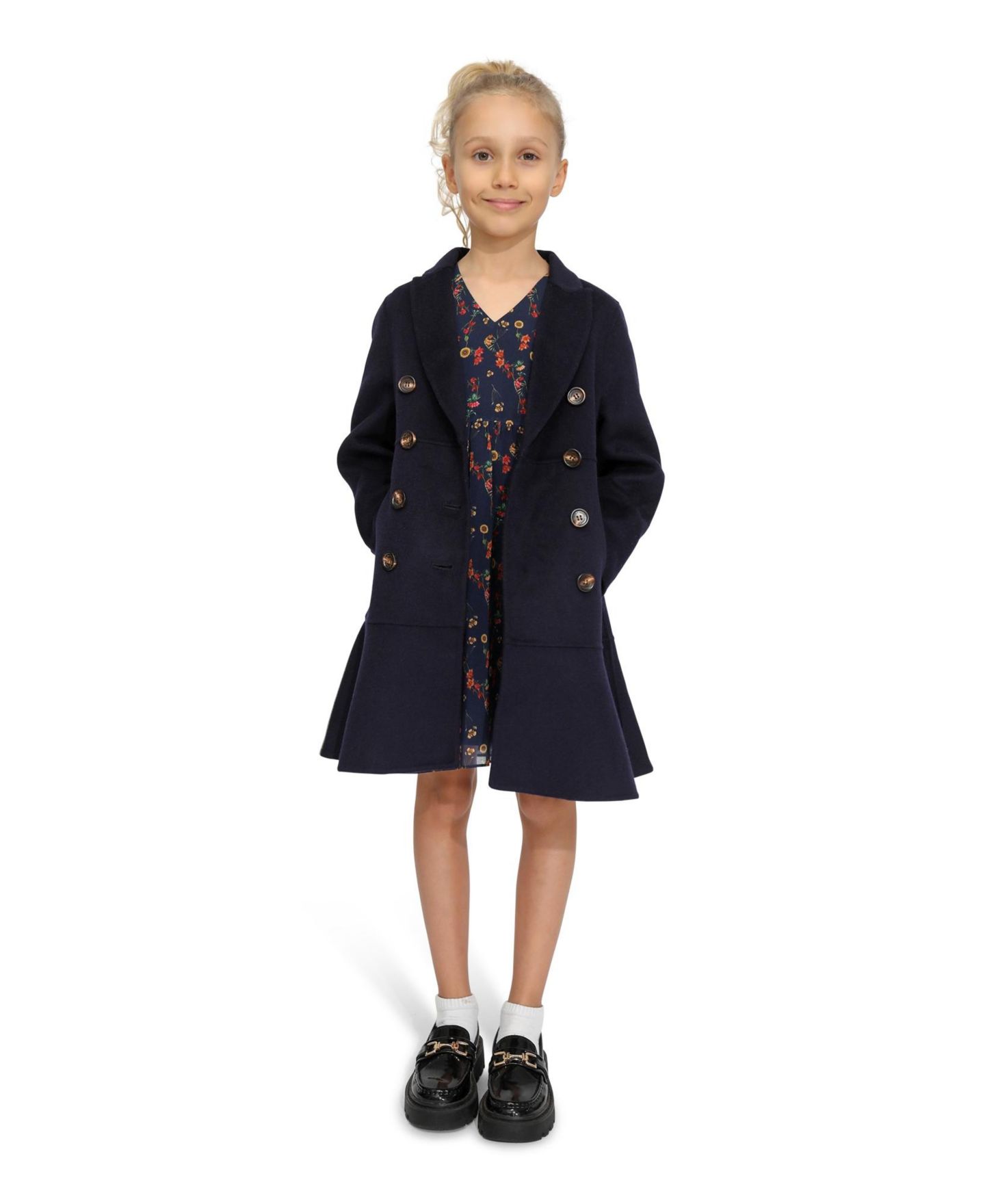 Пальто Belle & Bloom Good Manners Wool Blend Fitted Coat для девочек, цвет: Тёмно-синий — фото 6