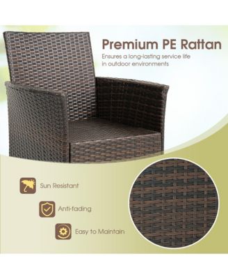 5 PCS Patio Dining Set Acacia Wood Table w/ 1.9'' Umbrella Hole Cushioned Chairs