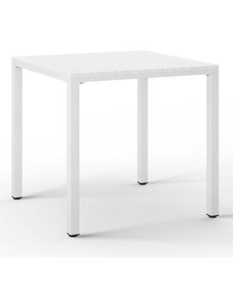 5-Piece Outdoor Metal Frame Square Dining Table Patio Set with Stackable Patio Dining Chairs