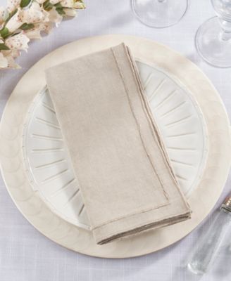 Stonewashed Overlock Linen Edge Napkins, 20" x 20"