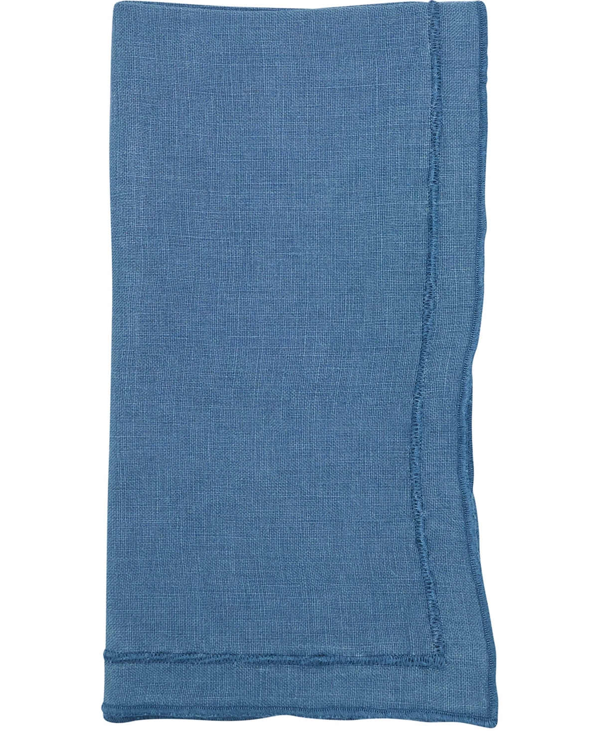 Saro Lifestyle Stonewashed Overlock Linen Edge Napkins, 20" X 20" In Navy Blue