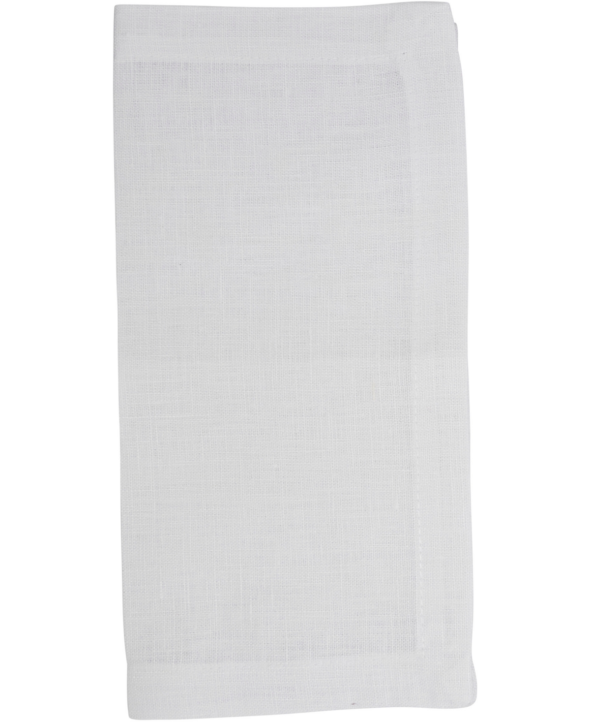 Saro Lifestyle Pure Linen Tea Napkins, 10" X 10" In White