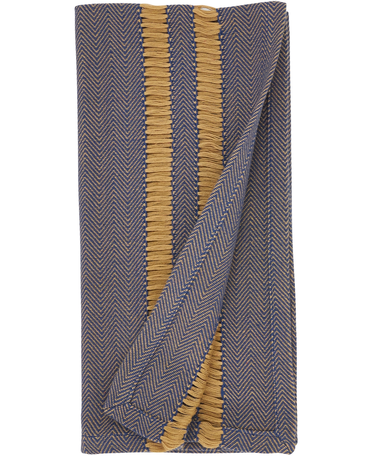 Saro Lifestyle Classic Stripe Placemats And Napkins, Set Of 8 In Navy Blue