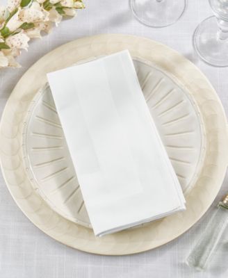 Satin Trimmed Damask Cotton Napkins, 20" x 20"