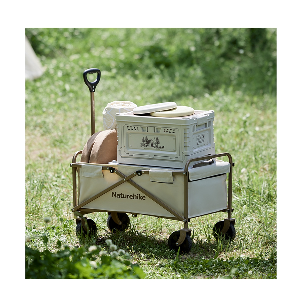 Garden Trolley Handcart Foldable Wagon, Foldable Utility Cart Handcart with Adjustable Handle Trolley for Camping Garden Sports Shopping -