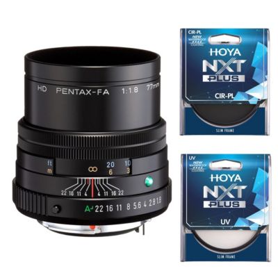 HD Pentax-FA 77mm f/1.8 Limited Lens, Black, Bundle with Hoya 49mm UV+CPL Filter Kit