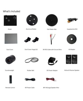 RT80 Turntable with Ai61 Powered Stereo Speakers, Diamond Stylus, Built-in Preamp & Bluetooth – High-Fidelity Vinyl Audio System