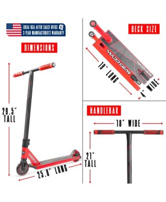 Pro Stunt Scooter for Kids Ages 5 - 12 – Lightweight Durable Trick Scooter for Skatepark and Street – MG1 - Red