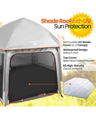 Portable & Foldable Playpen with Padded Mattress, Gray