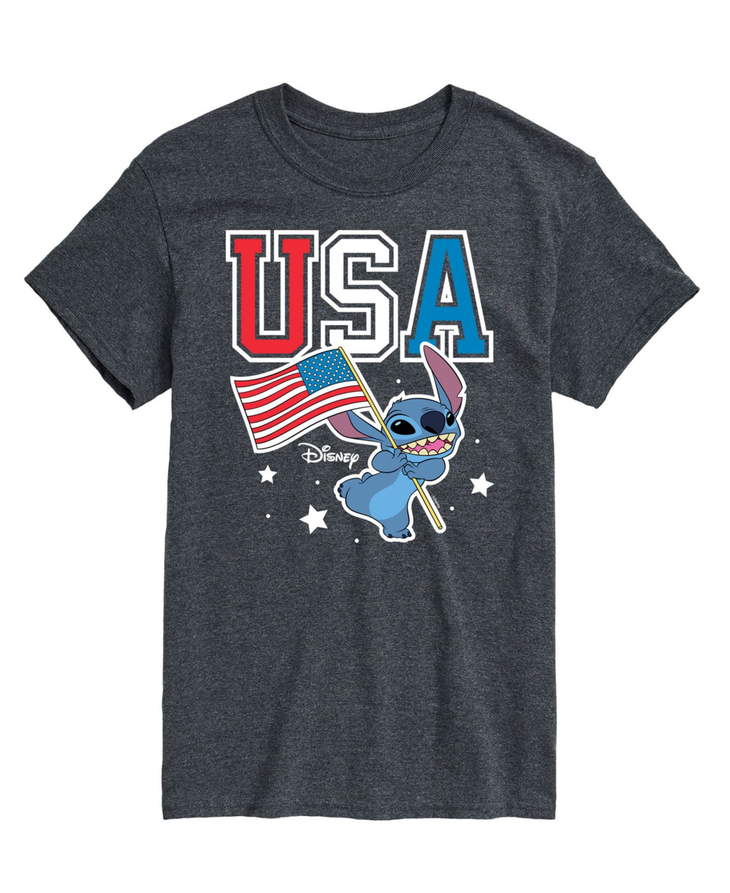 Мужская футболка AIRWAVES Disney Lilo Stitch USA Flag Short Sleeve, цвет: Серый — фото 1