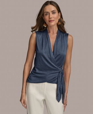 Donna Karan New York - Women's Sleeveless Faux-Wrap Knit Top