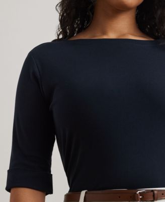 Lauren Ralph Lauren Plus Size Cotton-Blend Boatneck Top