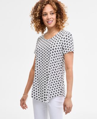JM Collection - Women's Printed Scoop-Neck Short-Sleeve Top, Exclusively at Macy's