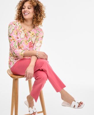 Women's Printed 3/4-Sleeve Top, Exclusively at Macy's