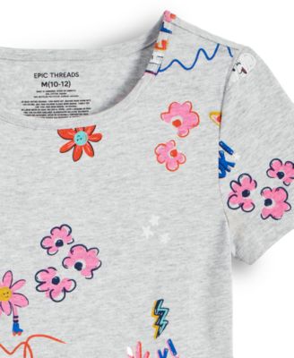 Little & Big Girls Doodle-Print Skater Dress, Macy's Exclusive