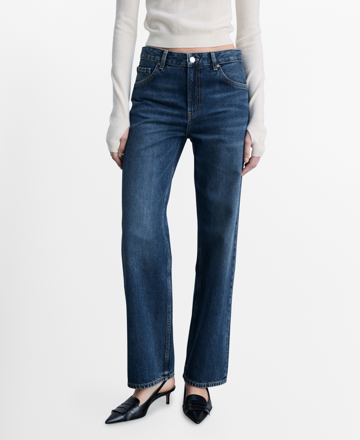 Mango Women's Miami Medium-rise Straight-fit Jeans In Blue