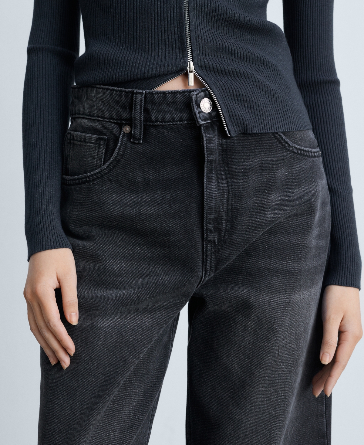 Mango Women's Miami Medium-rise Straight-fit Jeans In Black