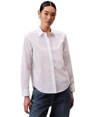 Calvin Klein Jeans - Women's Cotton Poplin Stretch Relaxed Button-Down Shirt