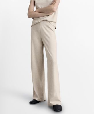 MANGO - Women's Fine-Knit Wideleg Pants