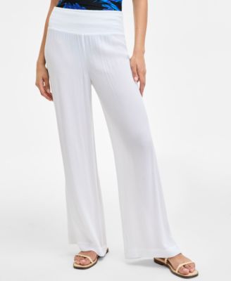 Women's Smocked-Waist Cover-Up Pull-On Pants