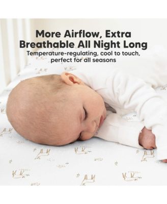 2pk Aereo Fitted Crib Sheets for Boys, Girls, 52x28 Standard Baby Crib Mattress Sheets, Bamboo Viscose Cotton