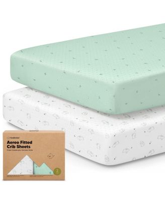 2pk Aereo Fitted Crib Sheets for Boys, Girls, 52x28 Standard Baby Crib Mattress Sheets, Bamboo Viscose Cotton