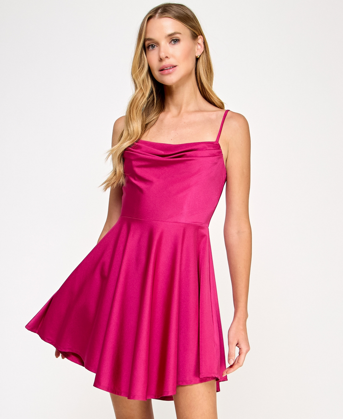 Juniors' Draped-Top Skater Dress - Med Purple