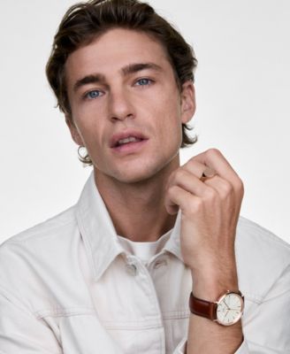 Men's Analog Brown Genuine Leather Watch, 40mm