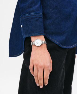 Unisex Analog Silver-Tone Stainless Steel Watch, 28mm