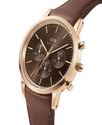 Unisex Chronograph Brown Leather Watch, 42mm
