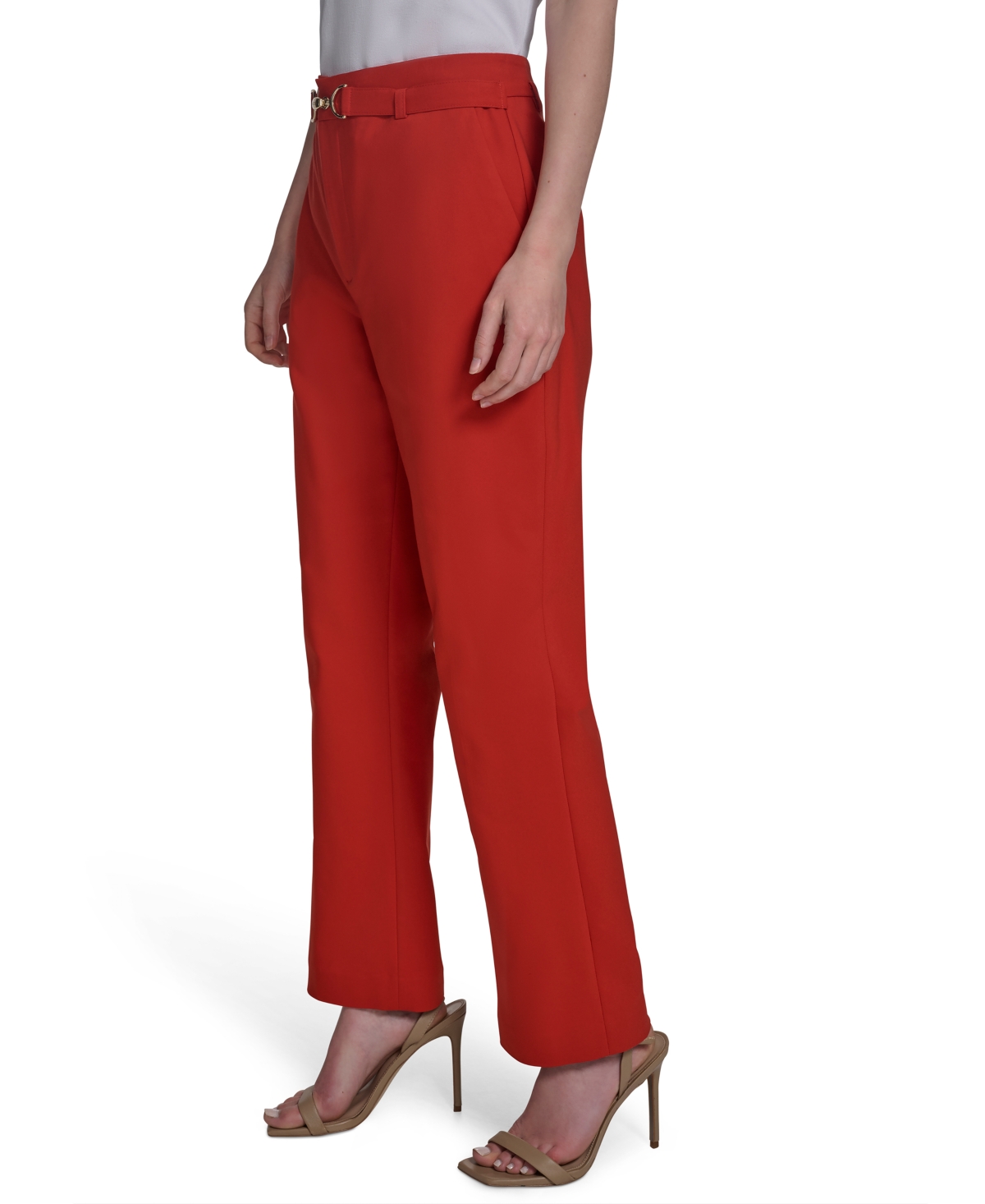 Halston Women's Low-rise Straight-leg Hardware Pants
