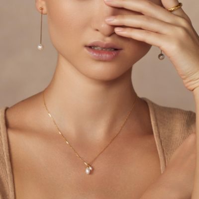 Sterling Silver 18k Gold Plated Maisie Duo Cultured Pearl Pendant Necklace