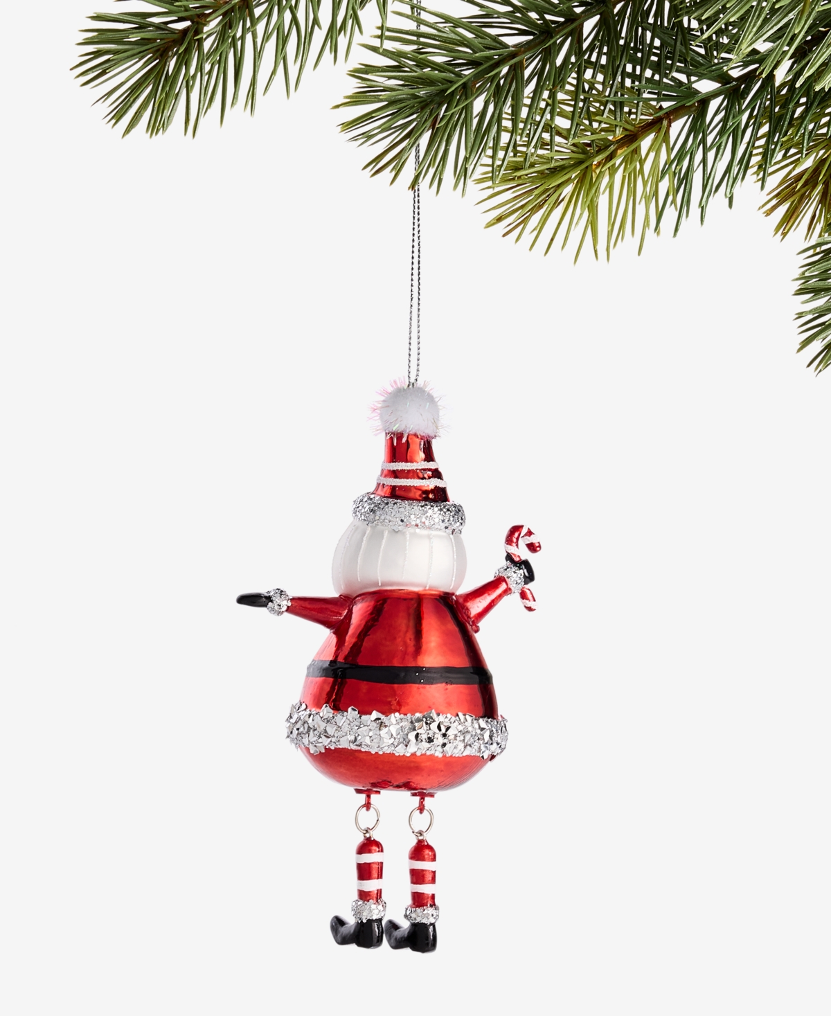 Holiday Lane Heritage Glass Santa With Candy Cane Ornament, Macy's Exclusive In Transparent