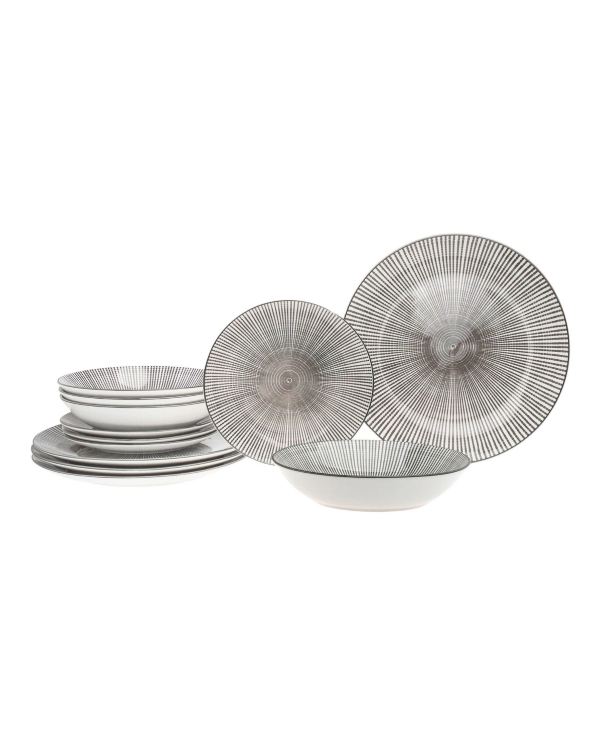 Grey 12 Pc. Dinnerware Set, Service for 4 - Grey