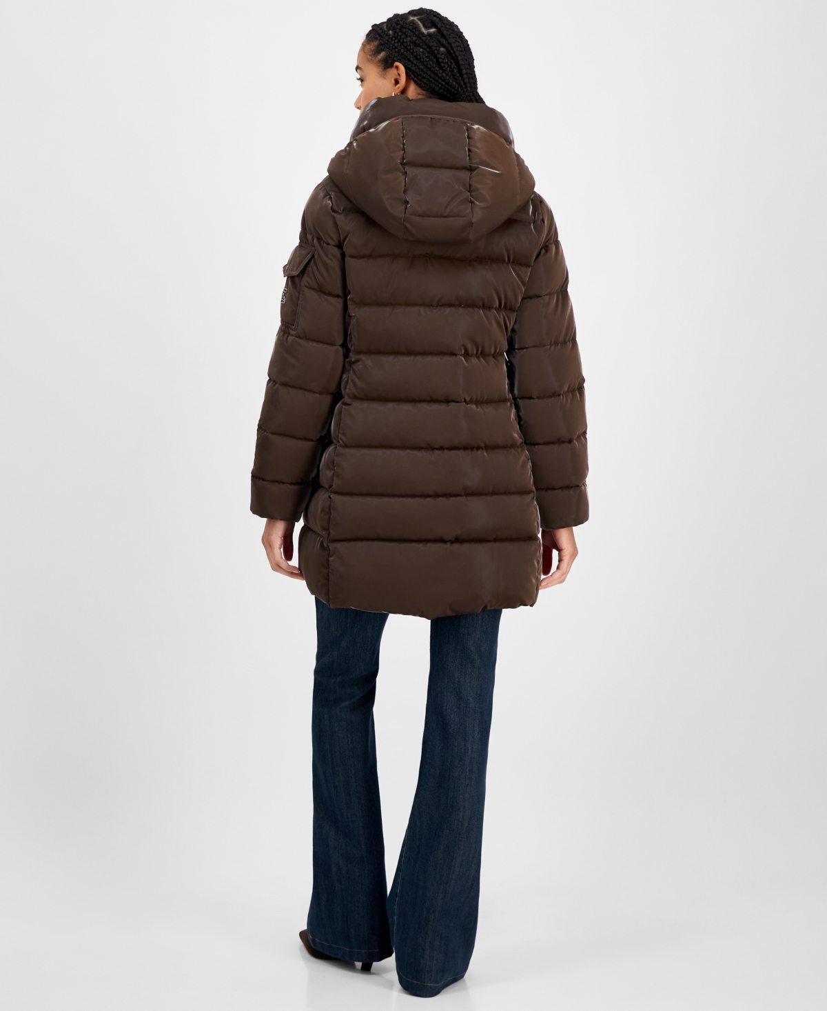 Bcbgmaxazria Women's Hooded Puffer Coat In Animal Print