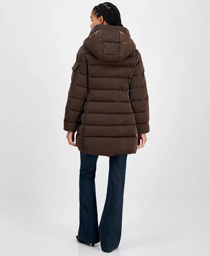 Women's Hooded Puffer Coat - thumbnail 9