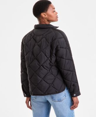 Women's Cropped Diamond Quilted A-Line Jacket