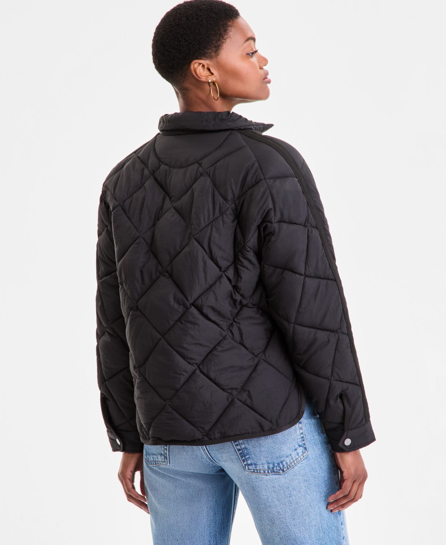 Женская куртка BCBG Cropped Diamond Quilted A-Line, цвет: Чёрный — фото 2