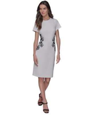 KARL LAGERFELD PARIS - Women's Soutache Short-Sleeve Sheath Dress