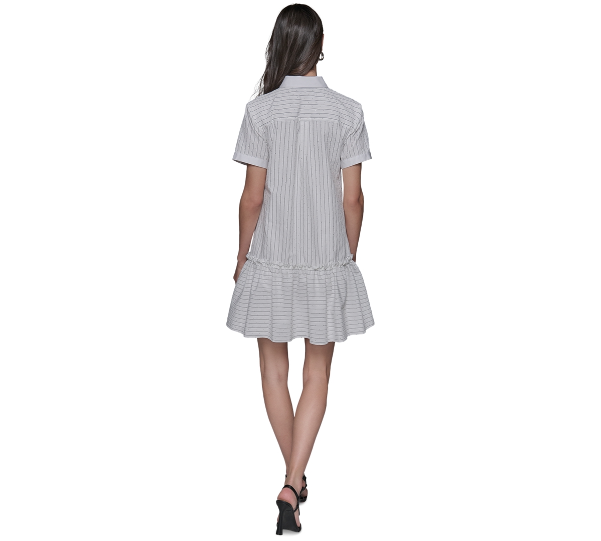 Karl Lagerfeld Women's Embellished Shirred Shirtdress In Gray