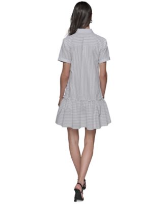 Women's Embellished Shirred Shirtdress