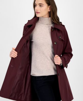 Women's Hooded Belted Zip-Front Raincoat