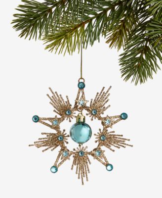 Holiday Lane - Enchanted Emerald Gold-Tone Snowflake Ornament