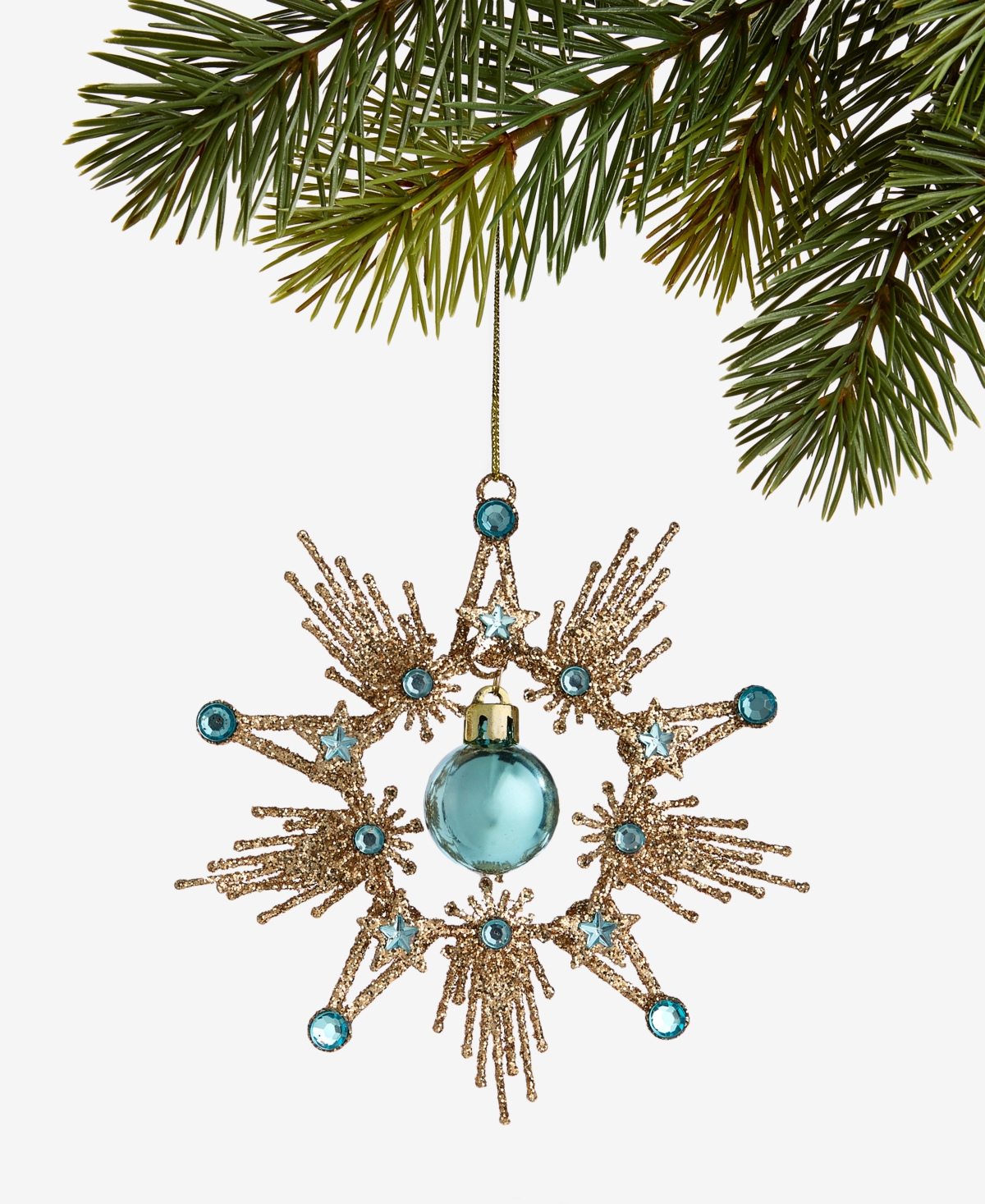Holiday Lane Enchanted Emerald Gold-tone Snowflake Ornament, Macy's Ornament In Green