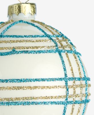 Enchanted Emerald Glass Plaid Ball Ornament, Macy's Exclusive