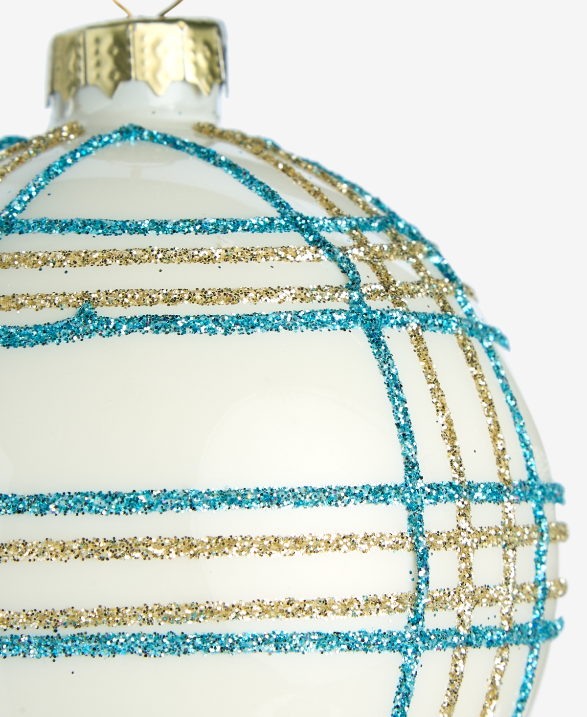 Holiday Lane Enchanted Emerald Glass Plaid Ball Ornament, Macy's Exclusive In Transparent